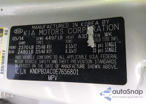 2014 Kia Sportage Lx from USA, damaged, VIN KNDPB3AC0E7656801